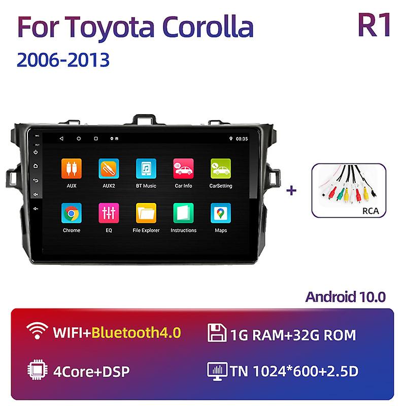 För Toyota Corolla 10 E140 E150 2006 - 2013 Bilradio Multimedia Video Player Navigering Stereo GPS Android 10 No 2din
