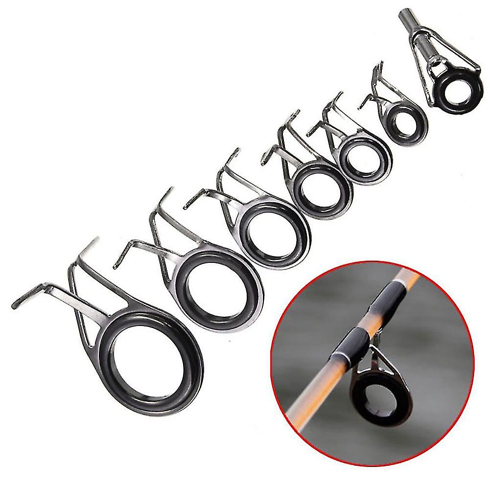 7pcs מדריכי חכה בגודל מעורב קצה עליון טבעות קו עיניים ערכת תיקון בניין