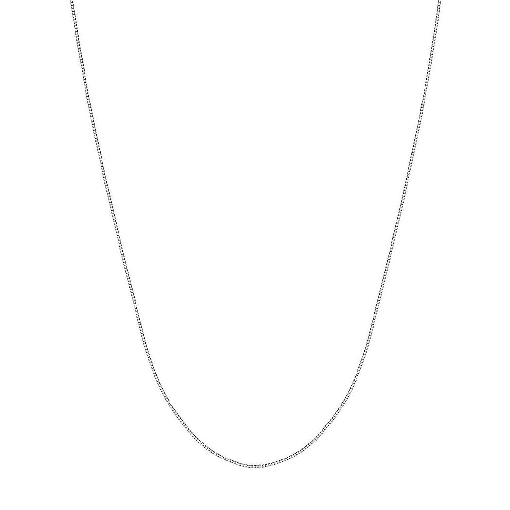 Colar em ouro branco 14k com corrente tipo caixa de 0,55 mm e fecho lagosta, unissex - Comprimento: 16 a 24 polegadas.