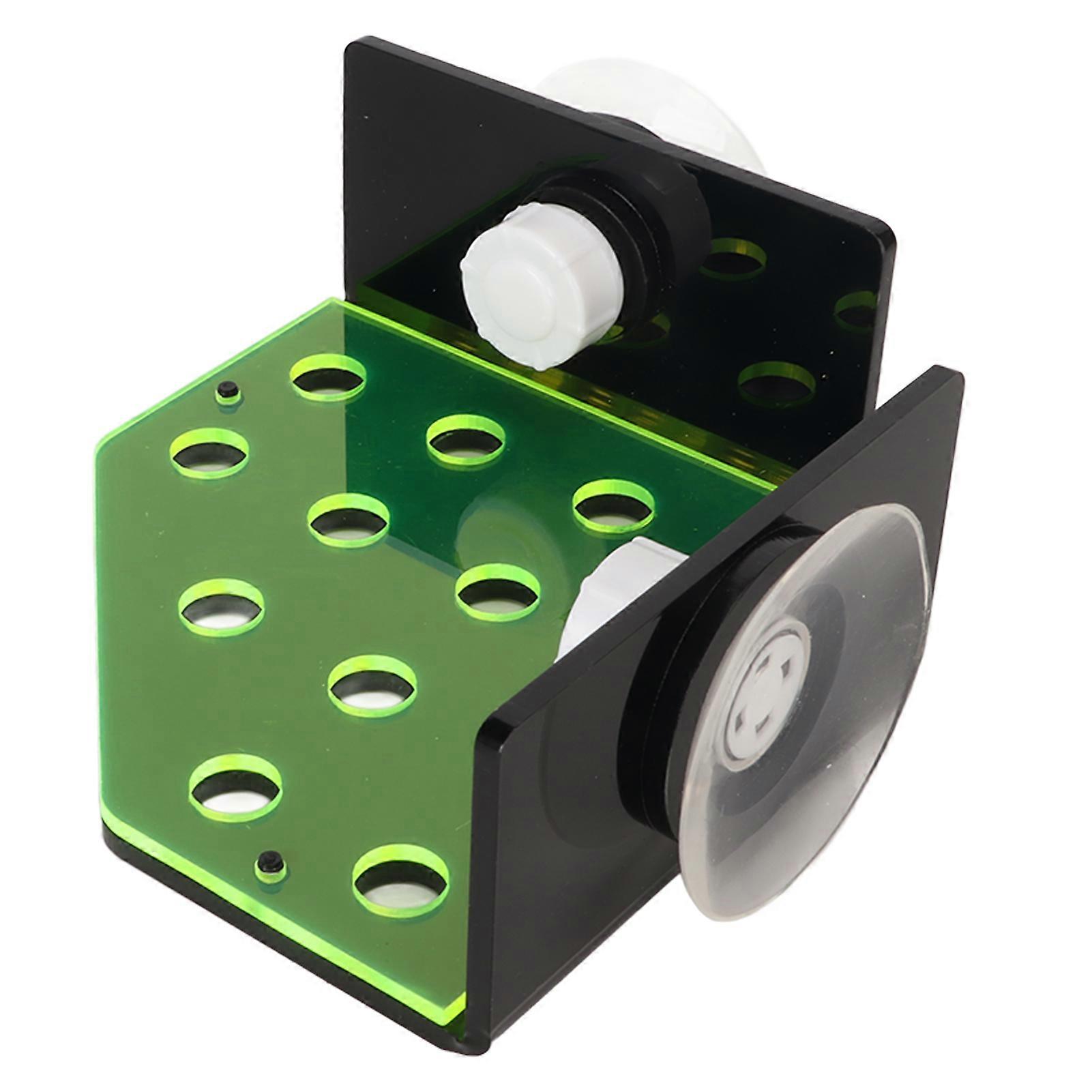 Coral Frag Rack 13 Holes Double Layers Fluorescent Green Acrylic Coral Frag Holder with Suction Cups for Aquarium 