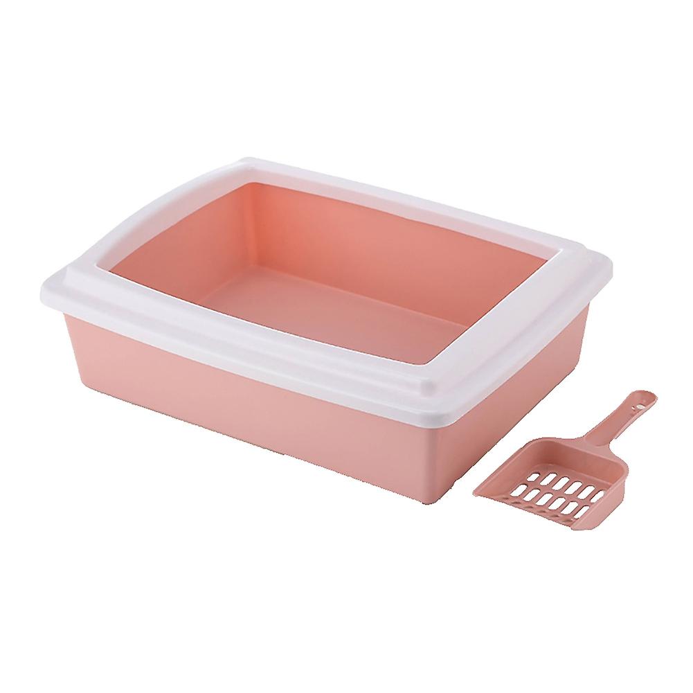 ZHOUBA Rectangle Semi-Closed Anti-Splash Pet Cat Litter Box Case Toilet Tray with Scoop