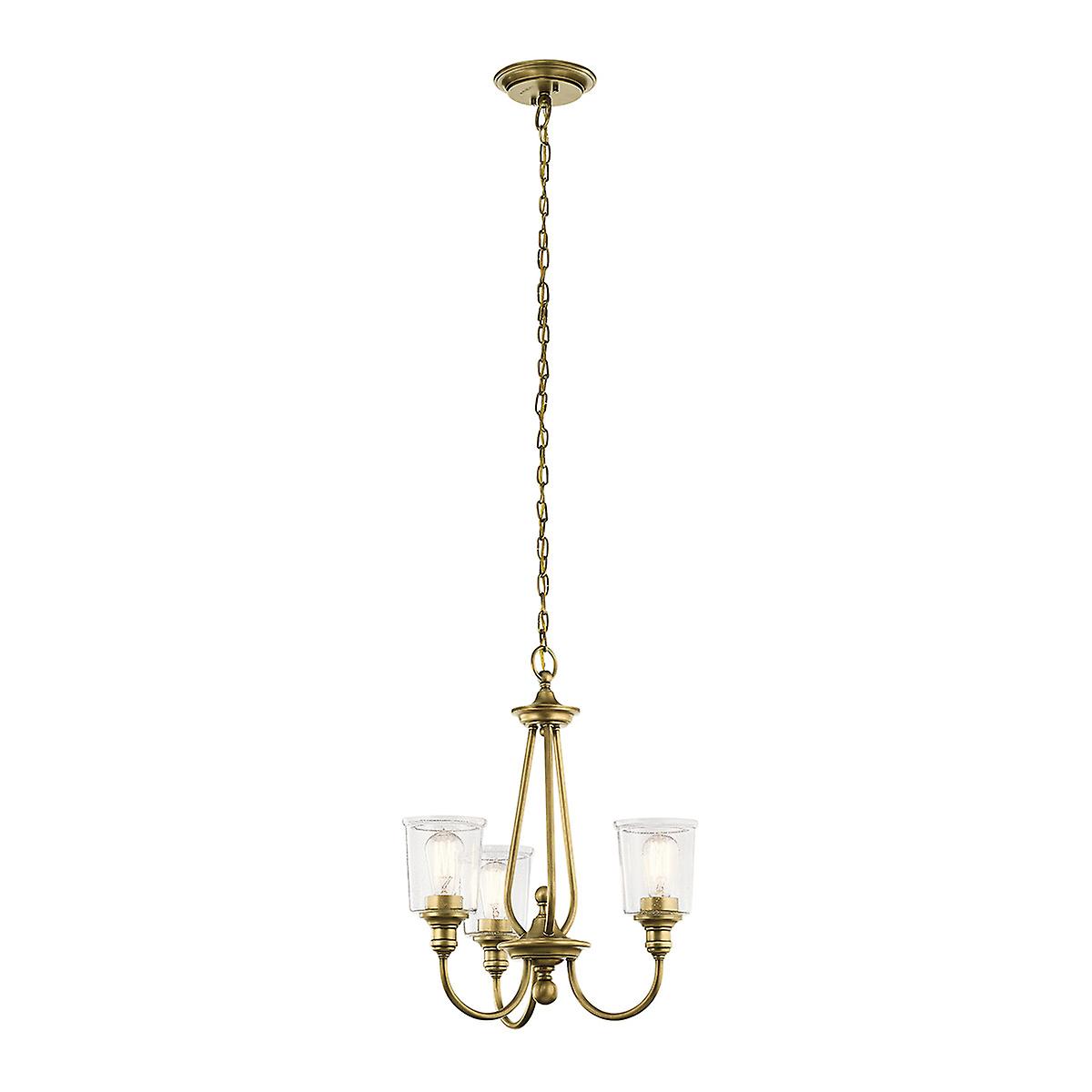 Waverly 3 Light Chandelier, Natural Brass, E27