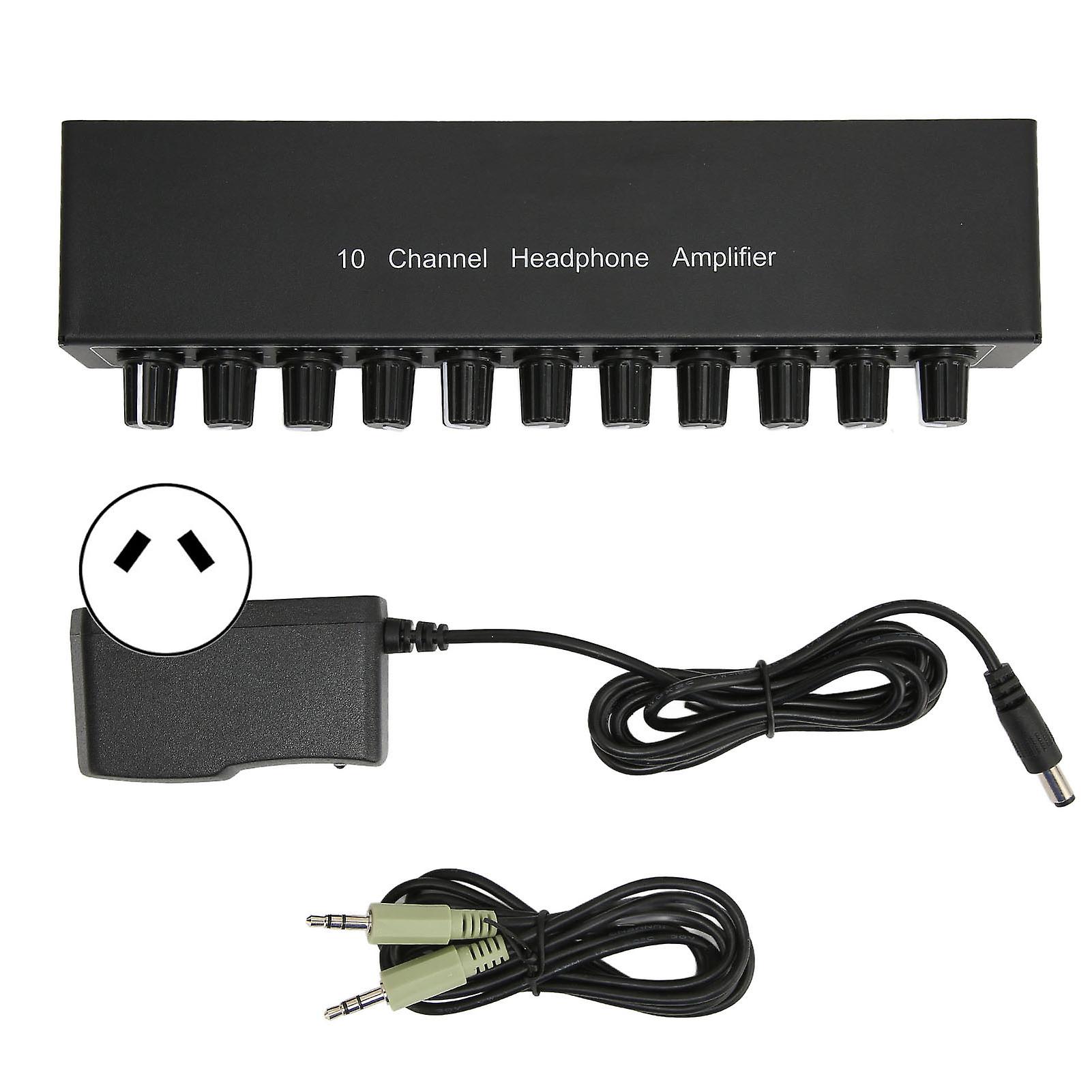 Mini Headphone Amplifier 3.5mm Input - 10 Channel Stereo Sound Adapter with AU Plug