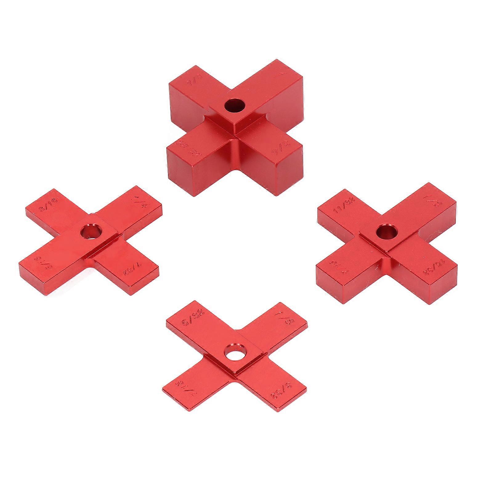 4 Pcs Woodworking Cross Height Gauge Precise Measurement Aluminum Alloy CNC Machined Height Setup Blocks
