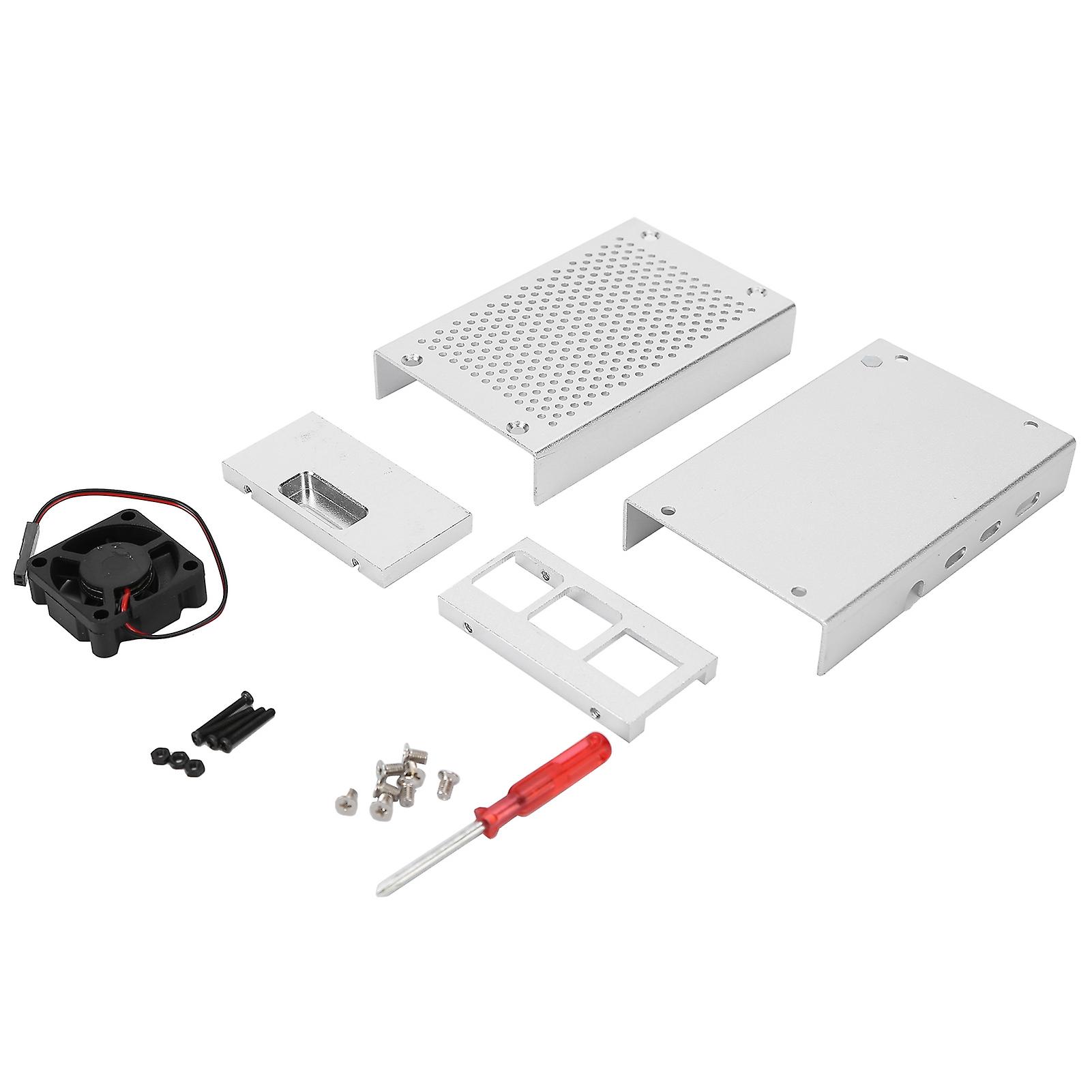Cooling Shell Aluminum Alloy Heat Dissipation Enclosure with Fan for Raspberry Pi 4 Model B