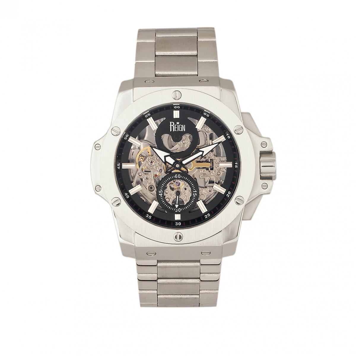 Domnia Commodus Automatic schelet brățară ceas-argintiu/negru