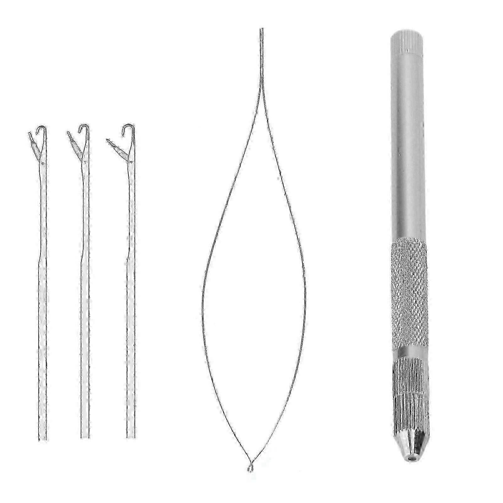 Hair Extension Tools Alloy Threader Pulling Hook Loop for Professional Hair Styling Accessory Silver