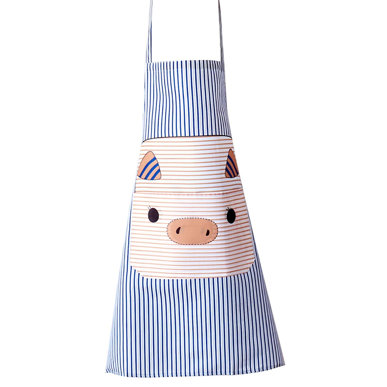 BoSaiD Pig Pattern Kitchen Apron with Soft Strap Polyester Easy to Clean Cooking Bib for Baking