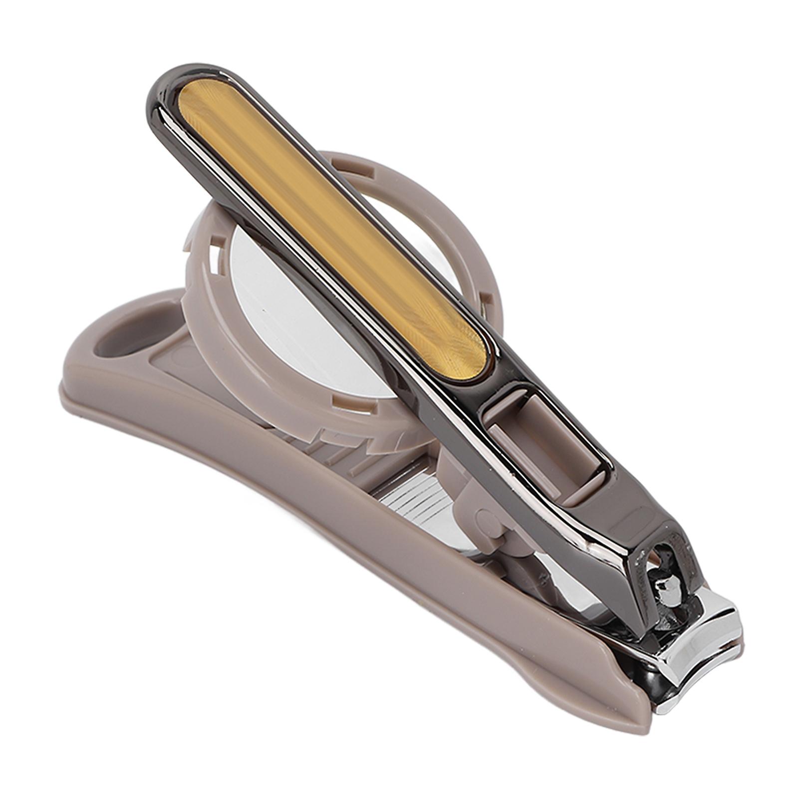 Sturdy Portable Nail Clipper with Removable Magnifying Glass for Seniors (Grey)