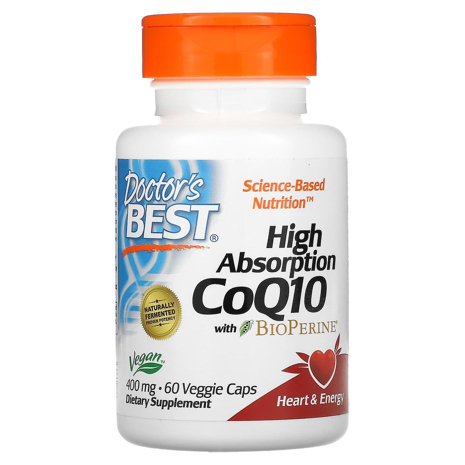 Doctor's Best, High Absorption CoQ10 with BioPerine, 400 mg, 60 Veggie Caps