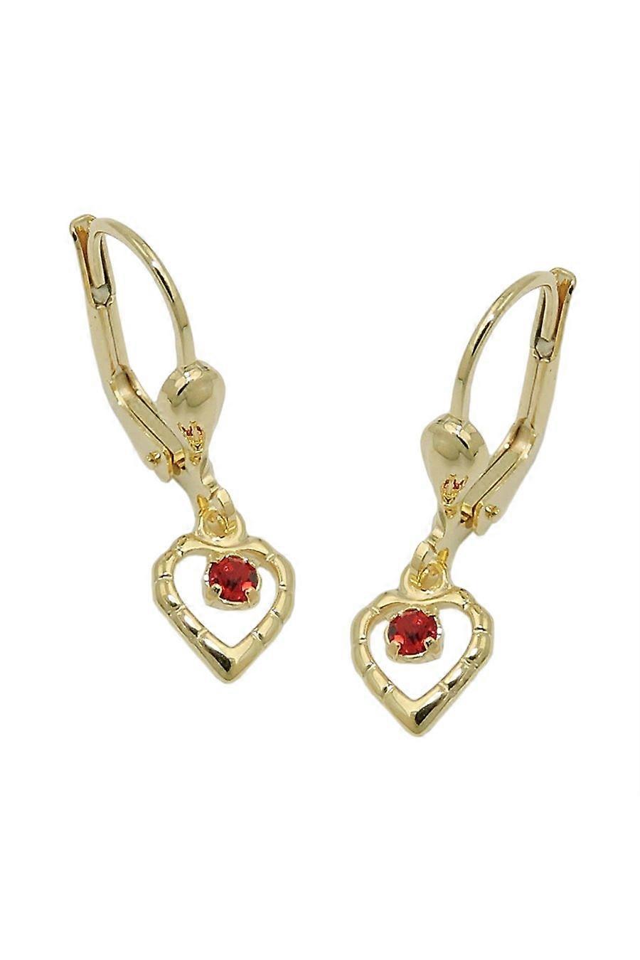 Leverback Earring Heart Red 8k Gold - Gl431372