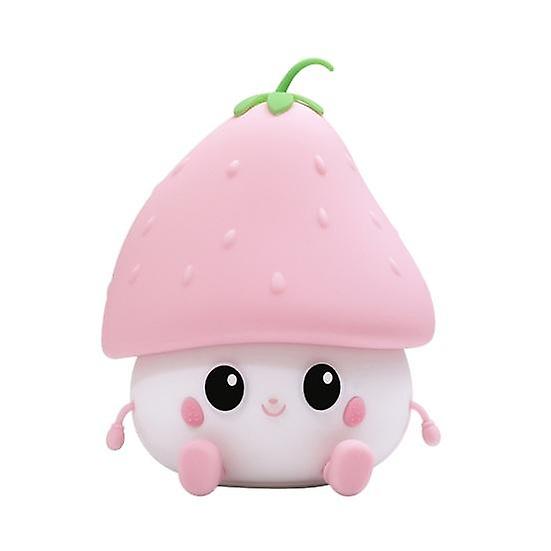 Silicone Nursery Strawberry Night Lamp Dimmable Touch Control Rechargeable Cartoon Night Lamp Bedside Light Decor