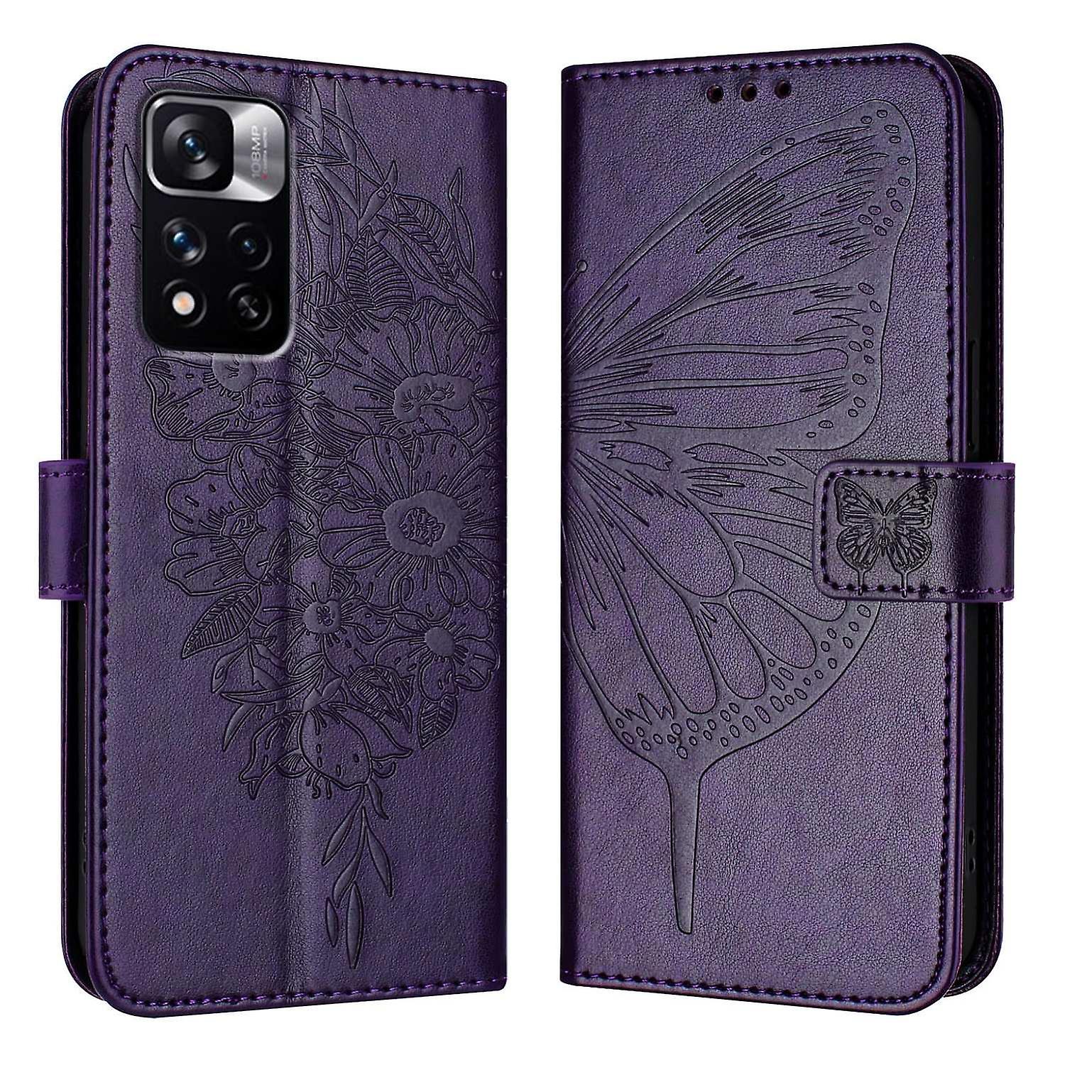 Embossed Butterfly PU Case For Xiaomi Redmi Note 11 Pro+ 5G EU