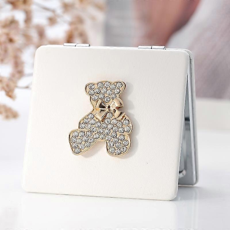 PU Leather Double-sided Folding Mirror Portable Mini Makeup Mirro