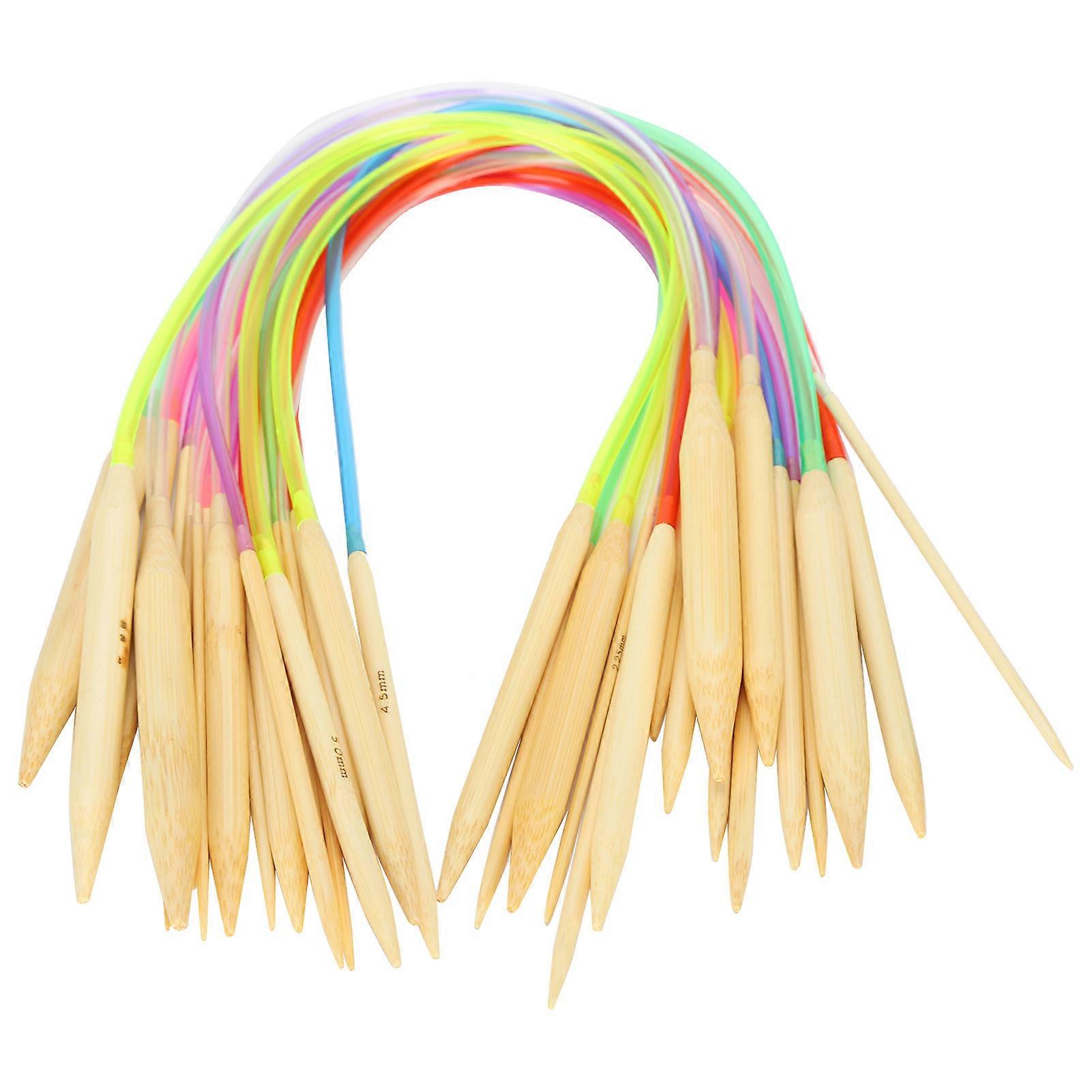 18pcs Circular Needle Doublepoint Bamboo Color Flexible Tube Connection Knitting Tool Set(40cm )