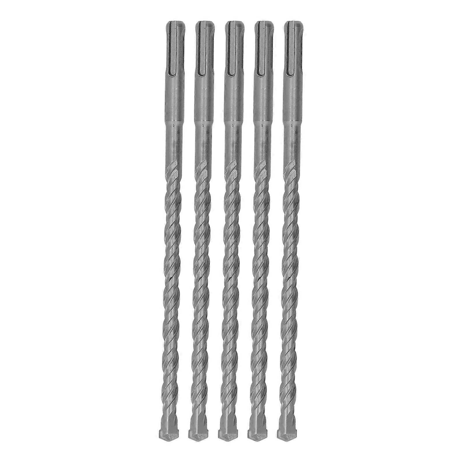 5PCS Impact Drill Bits with Carbide Tip Rotary Hammer Bit 2 Flute Spiral Bits for Brick Concrete 210mm 10mm / 0.39in