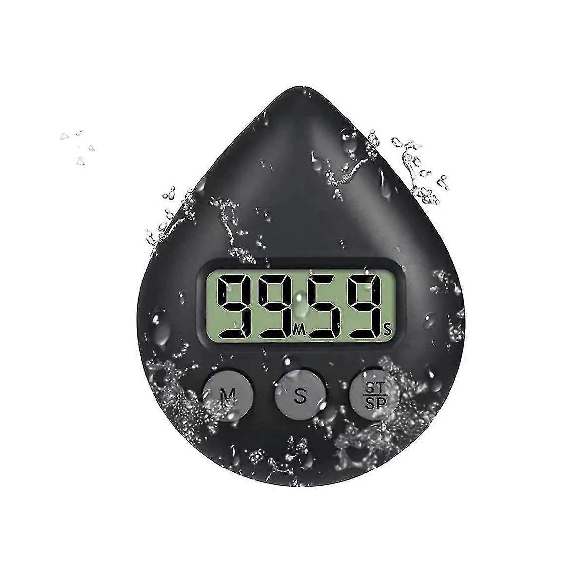 Stille niet-tikkende op batterijen werkende douchetimer, waterdichte digitale timer, klein formaat schattige timer zwart G