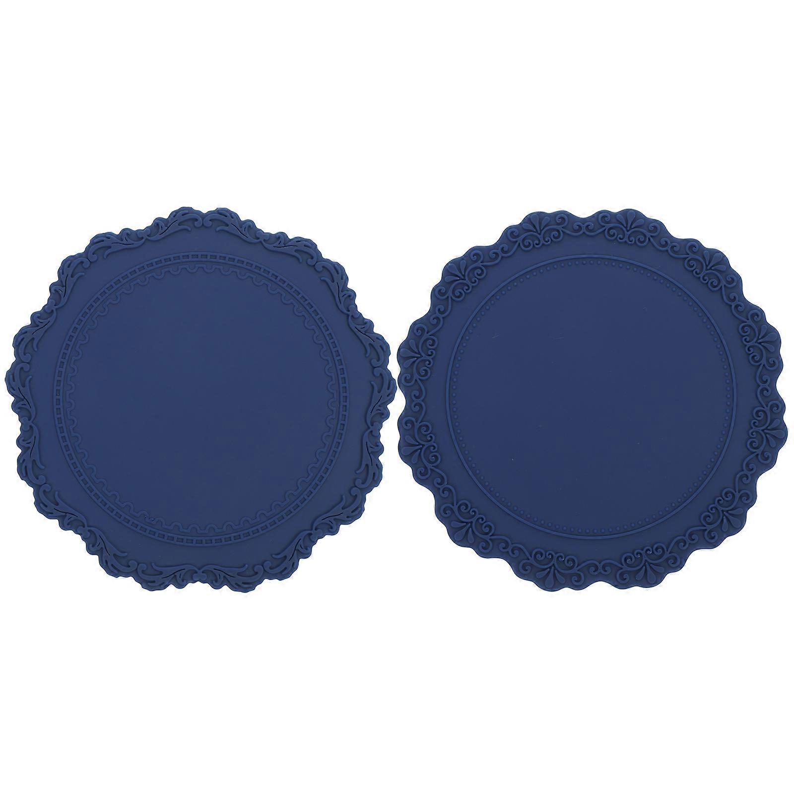 2pcs  Waterproof Place Mats Embossed Silicone Table Mats Table Supplies