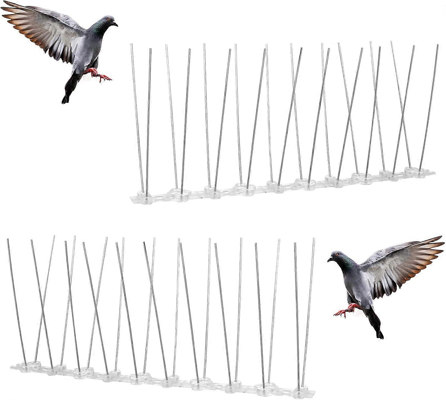 Bird Spikes 2 Pieces Stainless Steel Pigeon Spikes Bird Deterrent for Gardens, Balcony Roofs and Windows, Per Piece 25 Cm Silver