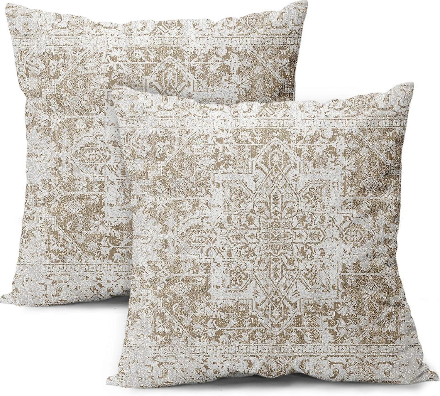 Kaki grijze etnische Boho gooien kussenslopen 20 x 20 inch Set van 2 Boheemse tapijt patroon Vintage kussenslopen grijze bloemen kussensloop boerderij Home de