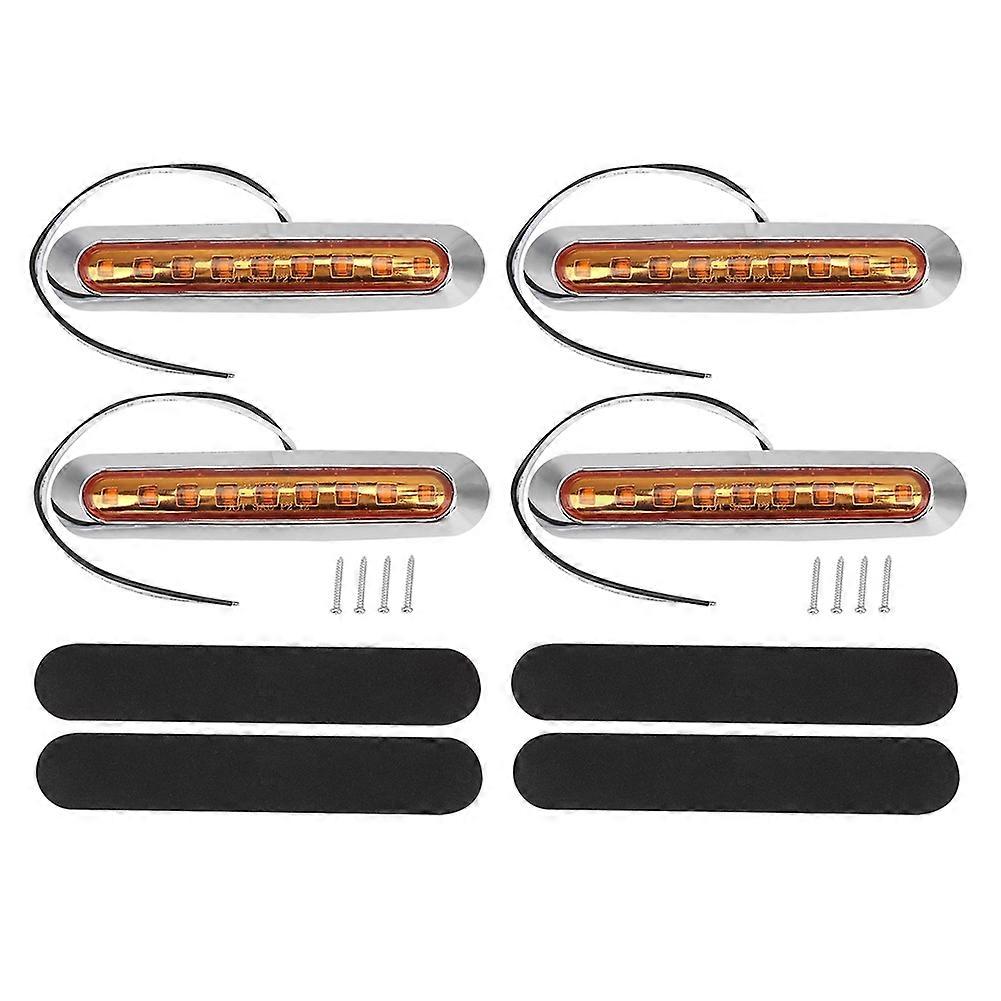 4 pcs 9 LED Side Marker Light Signal Turning Warning Lamp for Trailer Truck