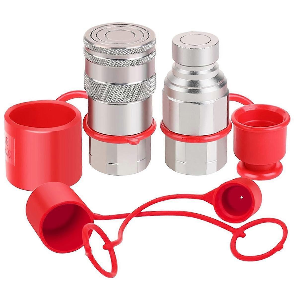 1/2" NPT hydrauliske koblinger til minilæsser, fladflade hurtigkoblingsfittings med 2 stk. støvdæksler