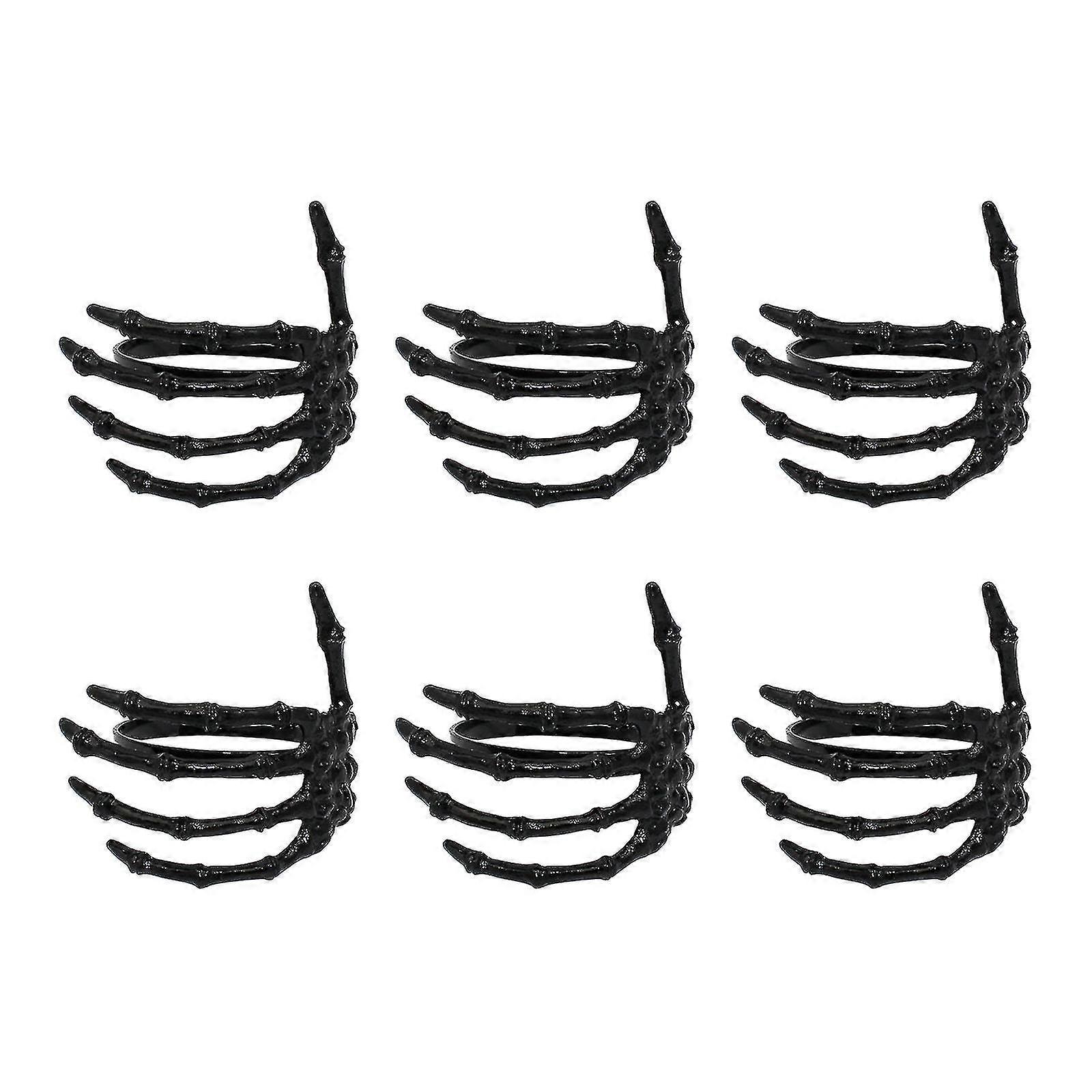 هالوين سبائك الهيكل العظمي حلقات منديل اليد - حزمة من 6