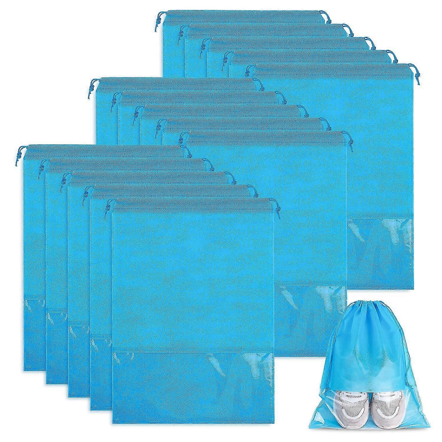 15 Pcs Travel Shoe Bags, Large Shoe Storage Bag, Dustproof Portable Drawstring With Clear Window
