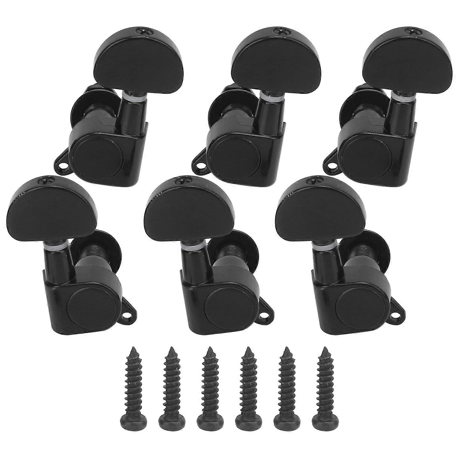 6Pcs Guitar String Tuning Peg Metal 3 Left 3 Right Sealed Tuner Key Machine Head Set KitBlack