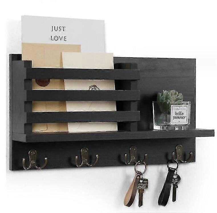Key Holder Compatible With Wall With Shelf Has Large Hooks