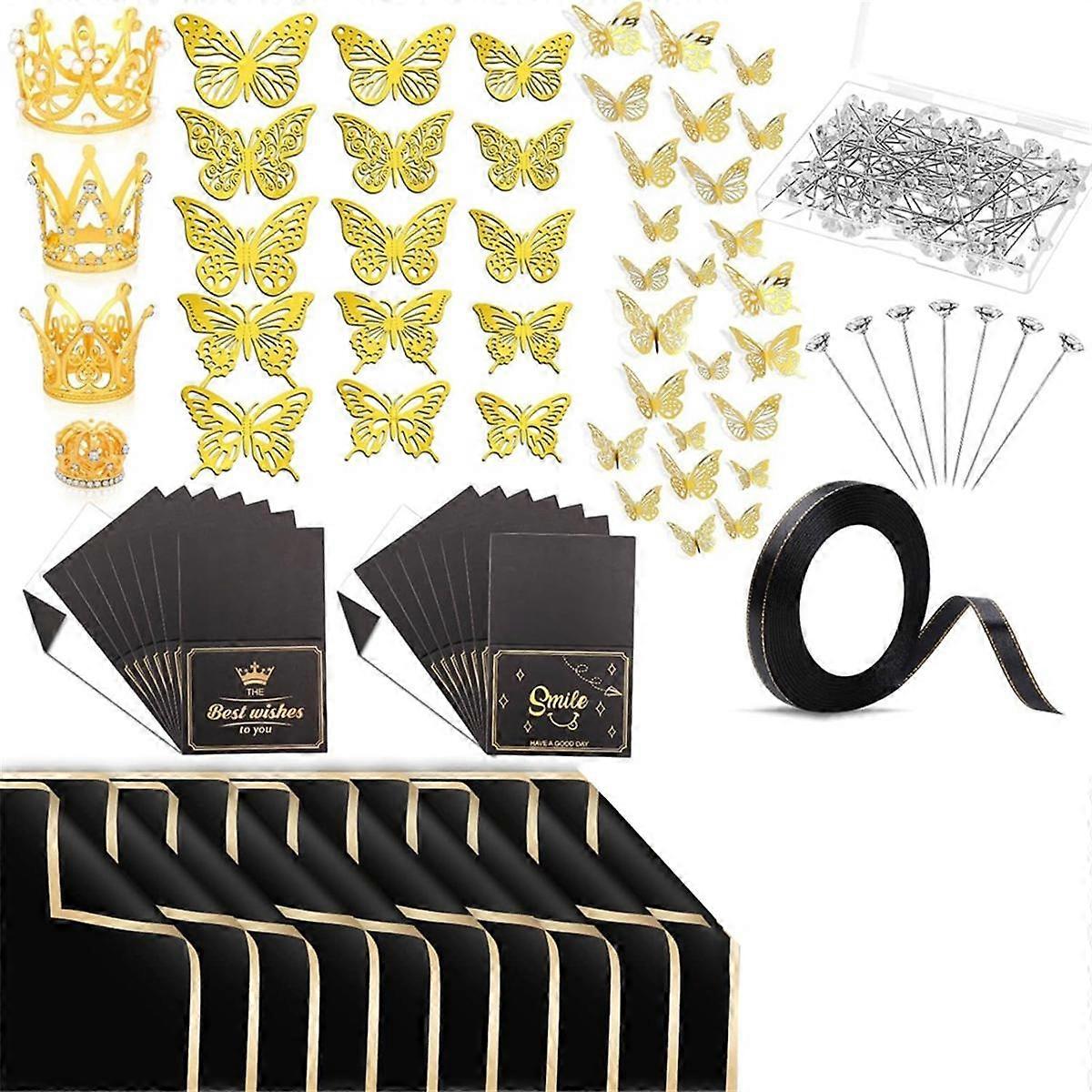 20 Sheets Waterproof Flower Wrapping Paper,Bouquet Wrapping Paper Sheets, Floral Wrapping Paper Bouquet with Ribbons