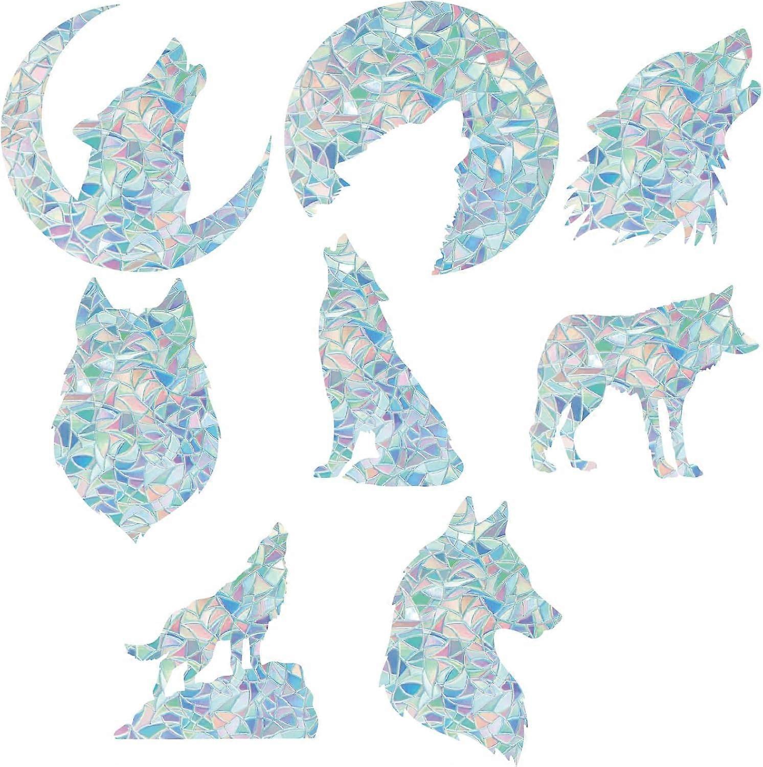 16Pcs Wolf Window Clings 8 Styles Wolf Window Sticker 3D Decorative Window Film Animal Anti-Collision Window Stickers Door Window Static Decals Sun Ca