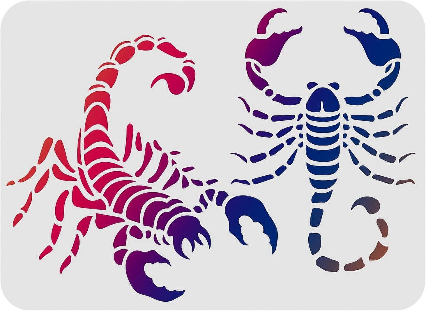 Scorpion Stencils Template Plastic Drawing Painting Stencils with 2 Scorpion Patterns Stencils for Painting on Wood Floor Wall and Tile