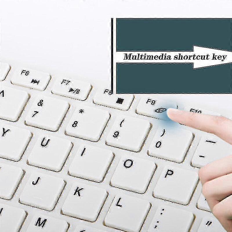 (white) wireless keyboard mouse combo kit set for pc laptop computer