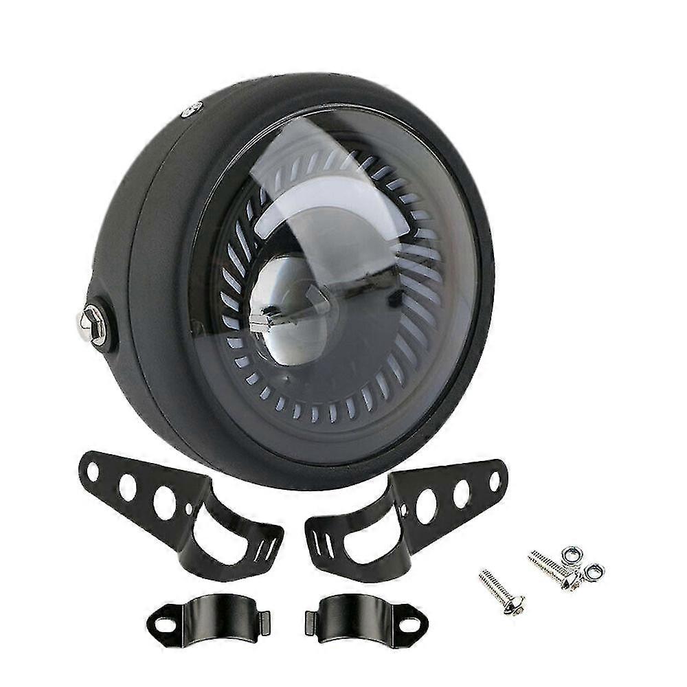 motorcycle 6.5 inch led headlight spiral white side mount bracket