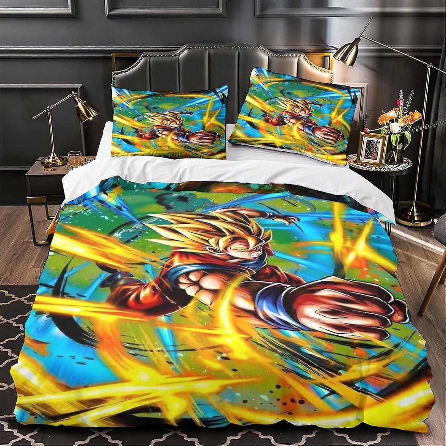 Pcs Printed Duvet Cover Set D Goku Anime Department Pillowcase Set Hidden Zipper Quilt Cover για εφήβους
