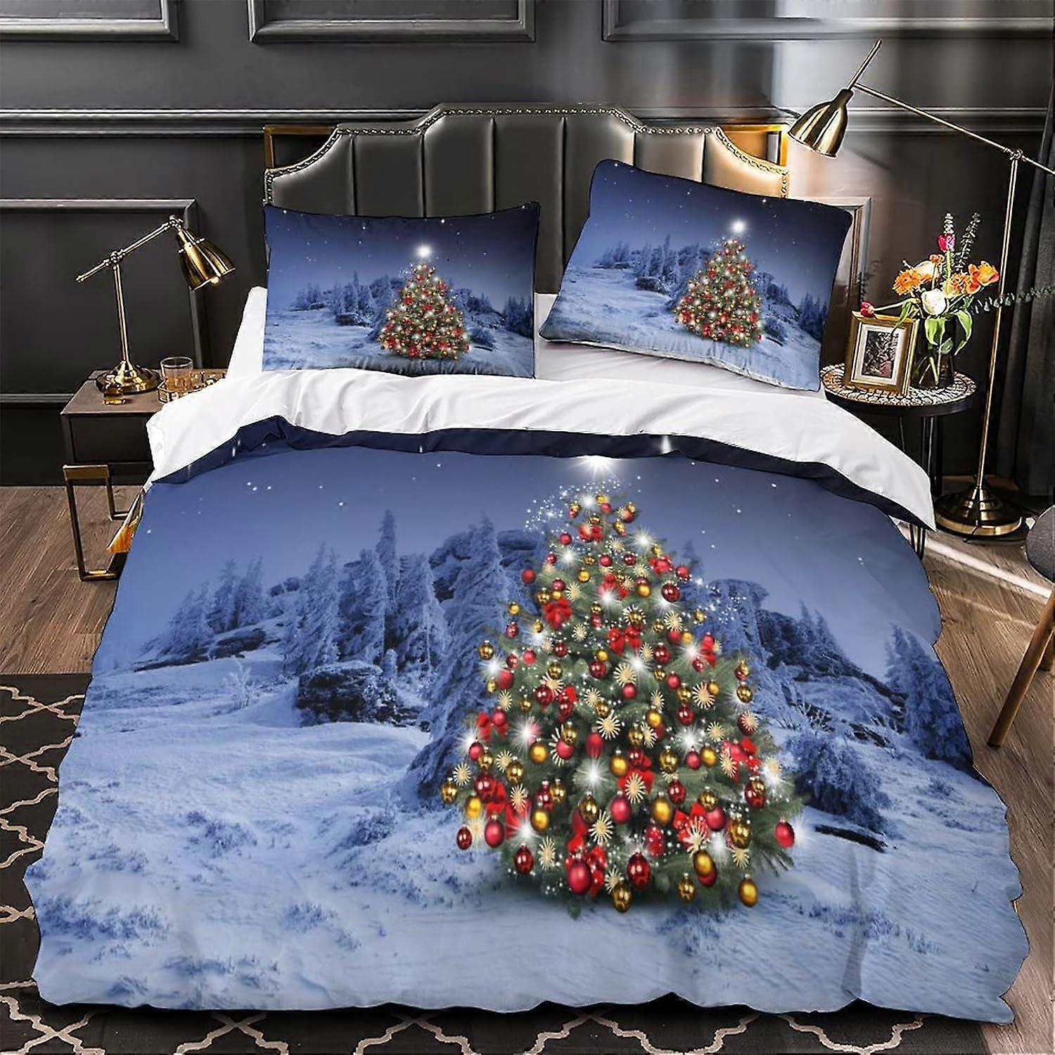 مجموعة غطاء لحاف مع مجموعة هدايا عيد الميلاد المطبوعة لعيد الميلاد للأطفال المراهقين الكبار 1 قطعة غطاء لحاف مع إغلاق