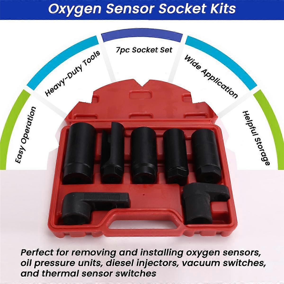 7-teiliges Sauerstoffsensor-Steckschlüssel-Set Öldrucksensor-Steckschlüssel-Set Sauerstoff-Thermoöl-Drucksensor-Entferner