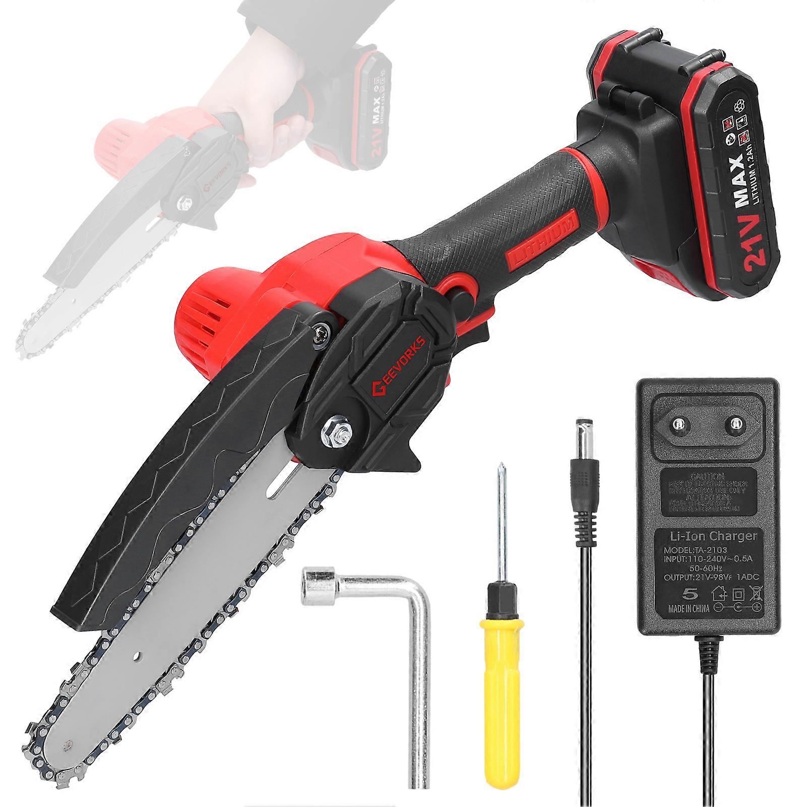 21V 6inch Portable Electric Pruning Saws Small Wood Splitting Chainsaw Brush Motor One-handed Woodworking Tool for Garden Orchard