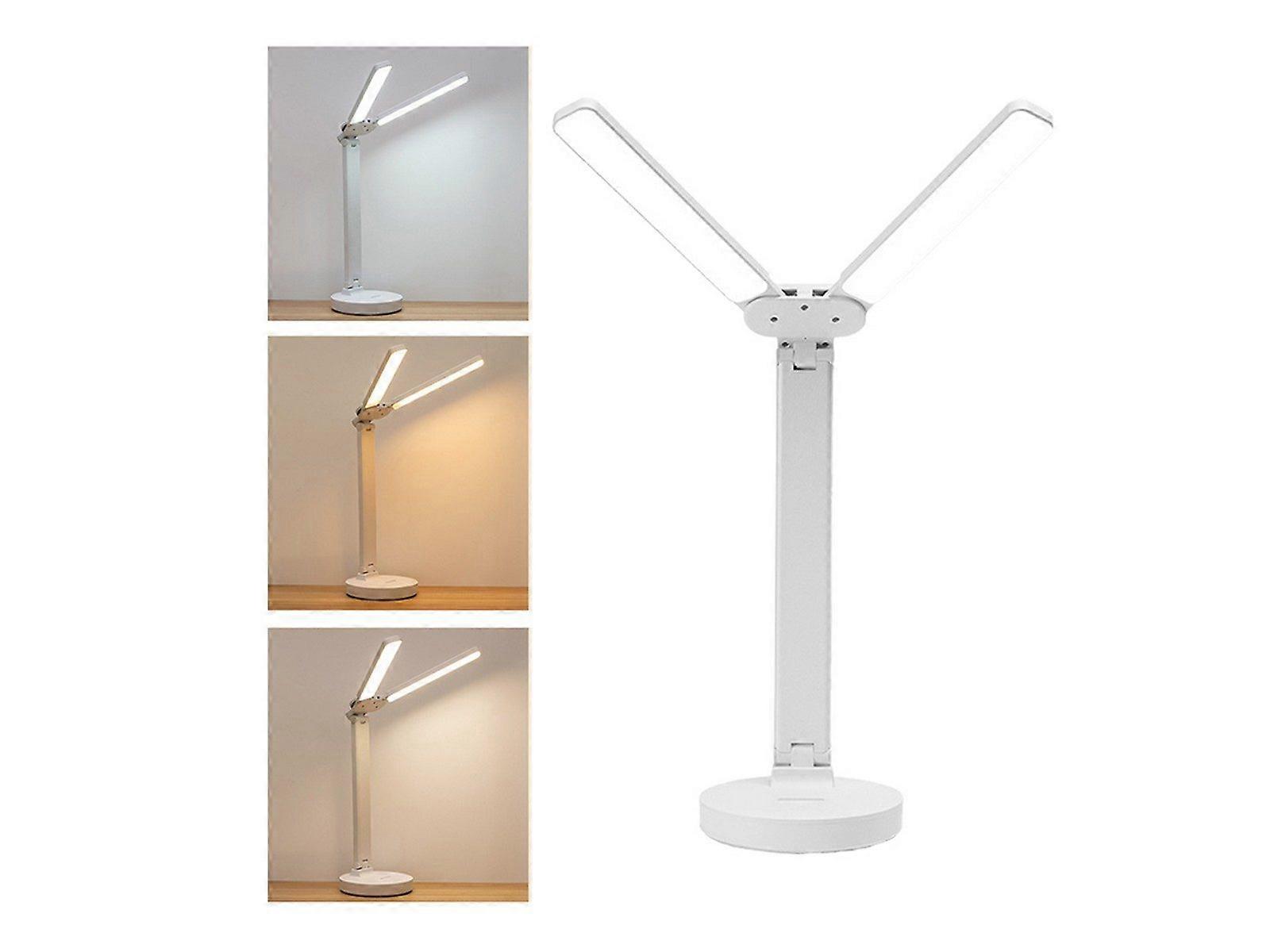Double Head LED Desk Light Eye-Caring Foldable Touch Control Reading Lamp