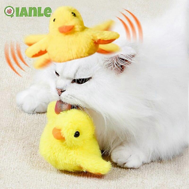 Electric Cat Toys Rechargeable Flapping Duck, Touch Activated Kitten Toy Plush Interactive Cat Exercise Toys