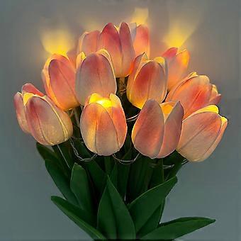 LED-Tulpen-Nachtlicht Blumenvase Keramik  Romantische Tulpenlampe Gelb  USB, Knstliche Blumen Deko