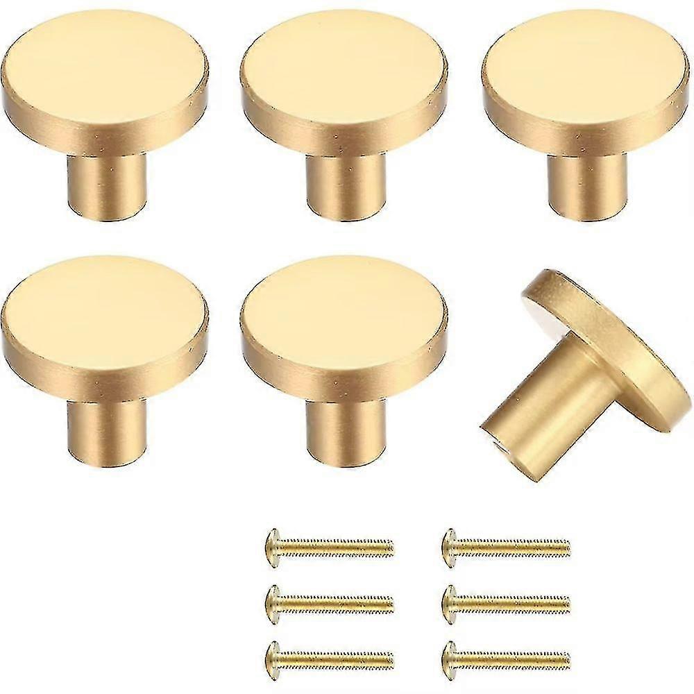 Drawer Knobs, Gold Furniture Knobs, Round Cabinet Knobs, Gold Brass Drawer Knobs, Kitchen Door Handles For Decor- 20 * 25 Mm 6 Pieces Betterlifefg