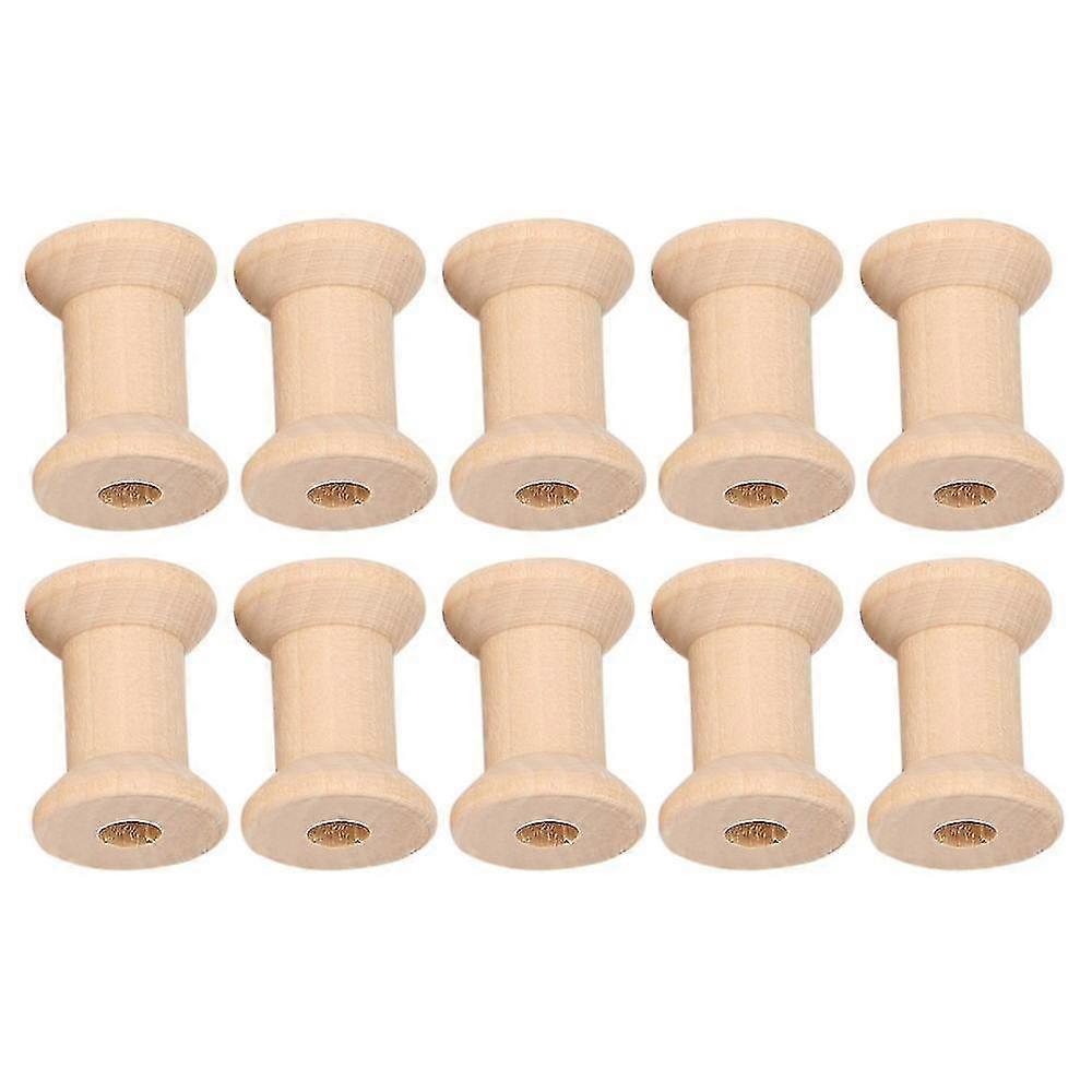 10pcs Wooden Empty Thread Spools Natural Color 29mm X23mm