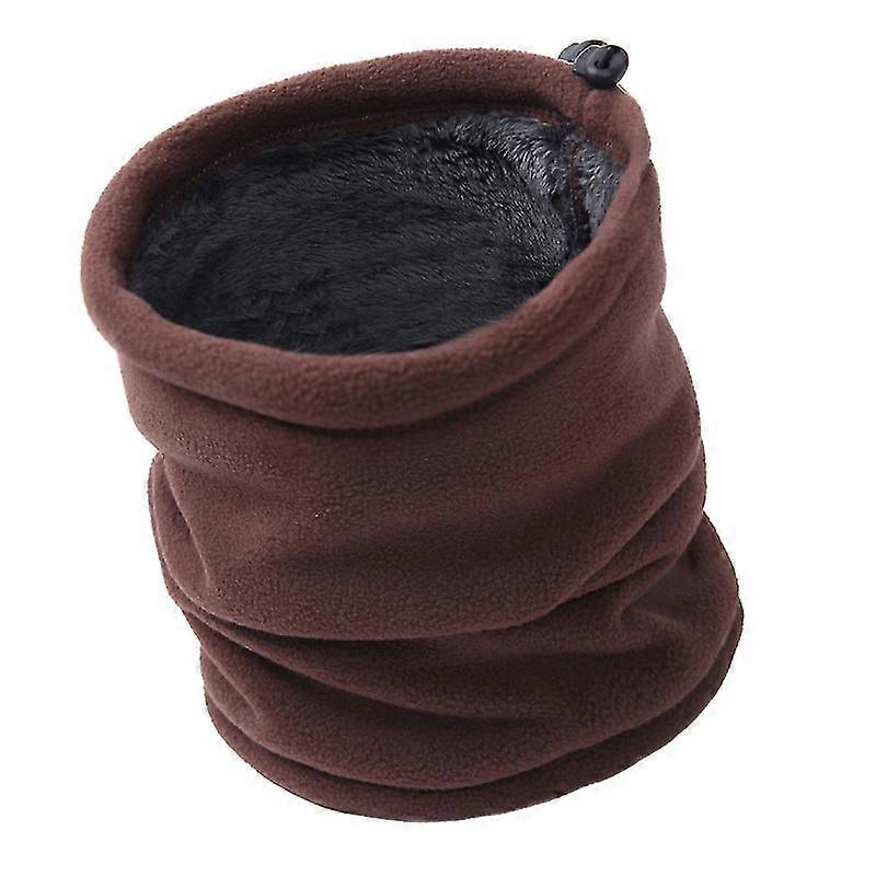 Winter Soft Double Layer Fleece Thick Thermal Neck Gaiter Elastic Multifunctional Scarf, Coffee