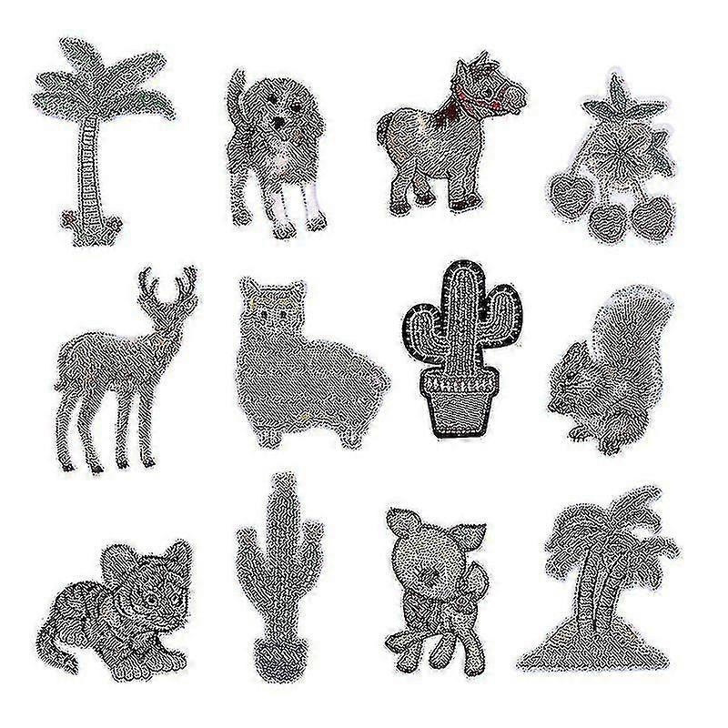 12pcs Cartoon Animal Cloth Patch Clothes Patches