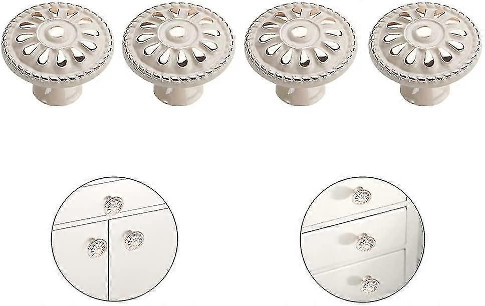 Lot De 4 Boutons De Tiroir Cristal Chromé Lily & Leah - Argenté, Neufs