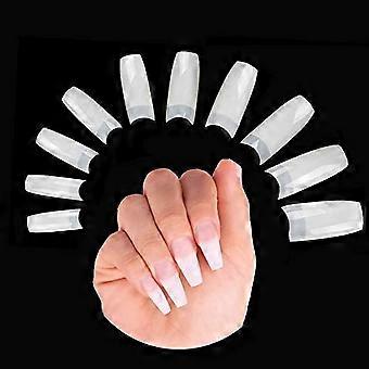 500 Pieces False Nails Tips for Acrylic Nails  Half Cover Fake Nail Extension Tips  Square Acrylic Tips (10 Sizes  Natural)