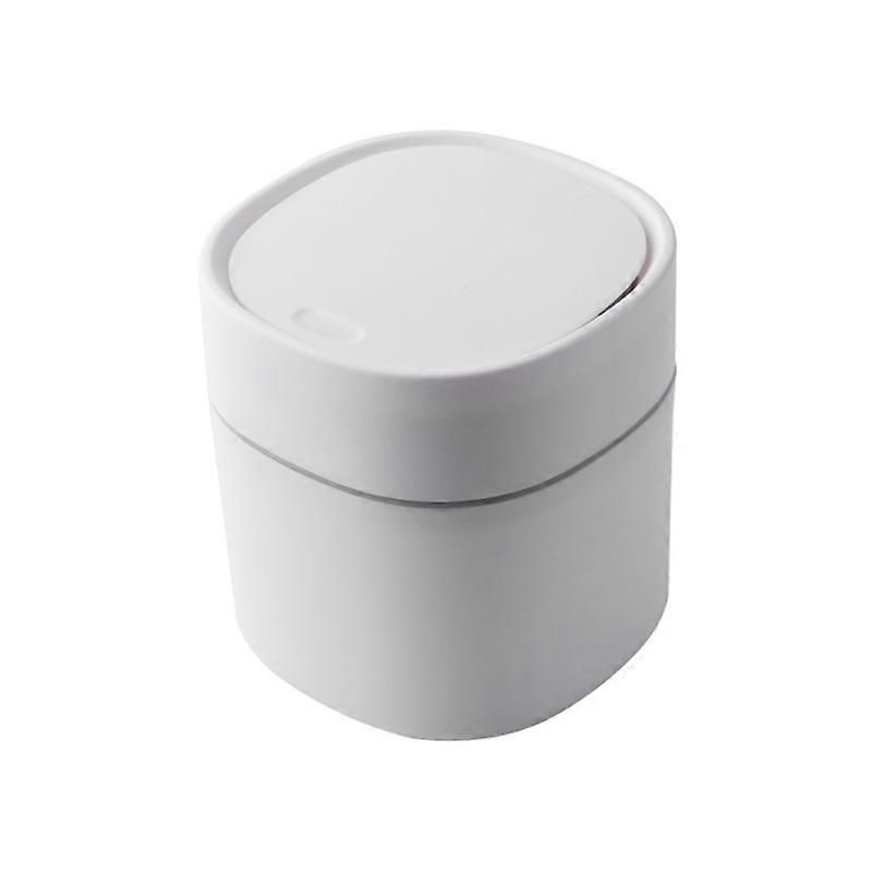 Mini trash can with lid desktop square white storage bin