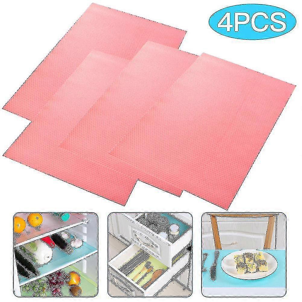 Fridge Mats,4 Pcs Antibacterial Reusable Moisture Mats Fridge Pad,non-slip Washable And Diy Cuttable Fridge Mat Blue(45*30cm)
